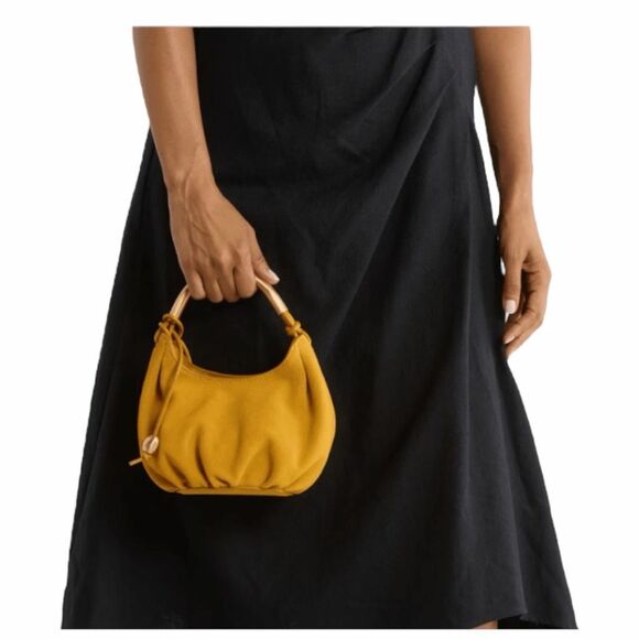 Madewell The Mini Camren Handbag Gold Suede Metal Handle - Picture 2 of 8